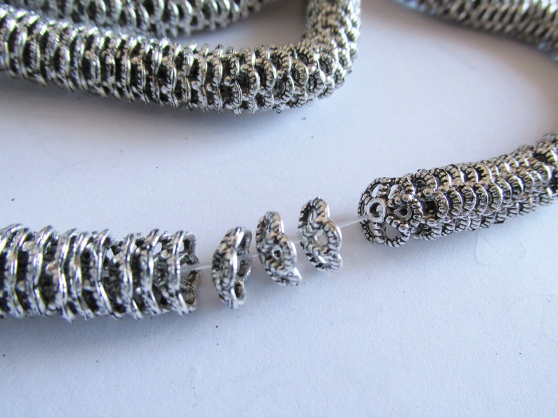 (image for) Antique silver bead caps#ZA136-S-30